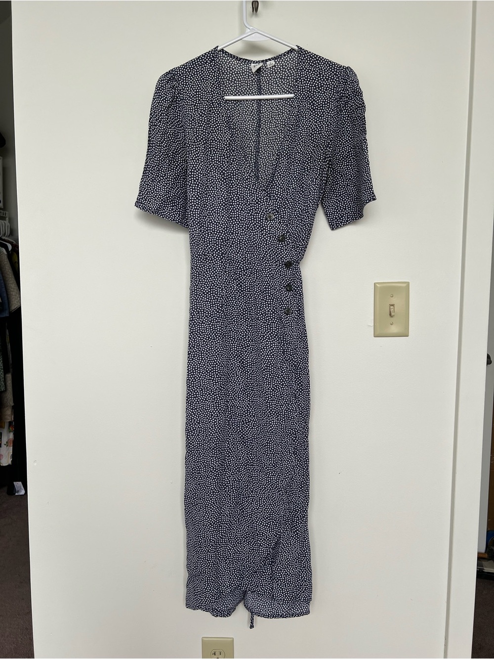 GAP Navy and White Polka Dot Midi Dress